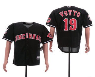 Men's Cincinnati Reds #19 Joey Votto Black Stitched MLB Cool Base Jersey