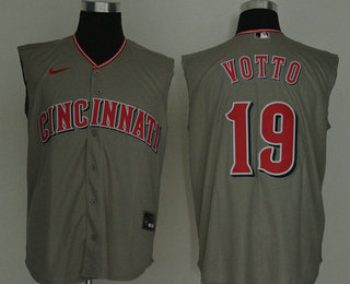 Men's Cincinnati Reds #19 Joey Votto Gray 2020 Cool and Refreshing Sleeveless Fan Stitched MLB Nike Jersey