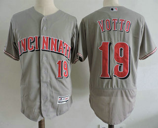 Men's Cincinnati Reds #19 Joey Votto Gray Stitched MLB Majestic Flex Base Jersey