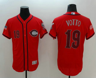 Men's Cincinnati Reds #19 Joey Votto Red Fashion Stars & Stripes 2016 Flexbase MLB Independence Day Jersey