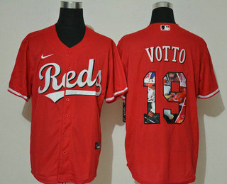 Men's Cincinnati Reds #19 Joey Votto Red Stitched MLB Cool Base Nike Fashion Jersey