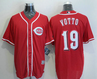 Men's Cincinnati Reds #19 Joey Votto Red Stitched MLB Majestic Cool Base Jersey