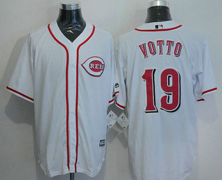 Men's Cincinnati Reds #19 Joey Votto White Home Stitched MLB Majestic Cool Base Jersey