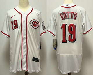 Men's Cincinnati Reds #19 Joey Votto White Stitched MLB Flex Base Nike Jersey