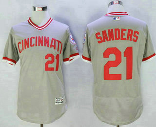 Men's Cincinnati Reds #21 Deion Sanders Gray Pullover 2016 Flexbase Majestic Baseball Jersey