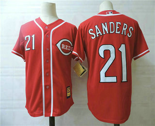 Men's Cincinnati Reds #21 Deion Sanders Red Throwback Jersey