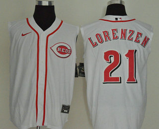 Men's Cincinnati Reds #21 Michael Lorenzen White 2020 Cool and Refreshing Sleeveless Fan Stitched MLB Nike Jersey