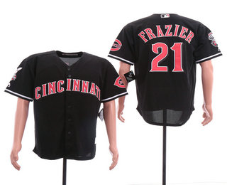 Men's Cincinnati Reds #21 Todd Frazier Black Stitched MLB Cool Base Jersey