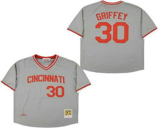 Men's Cincinnati Reds #30 Ken Griffey Gray 2004 Throwback Jersey