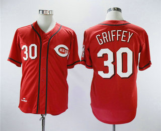 Men's Cincinnati Reds #30 Ken Griffey Jr Red Mitchell & Ness Throwback Jersey