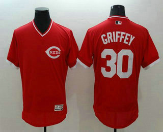 Men's Cincinnati Reds #30 Ken Griffey Jr White Flexbase Cooperstown  2016 MLB Player Jersey