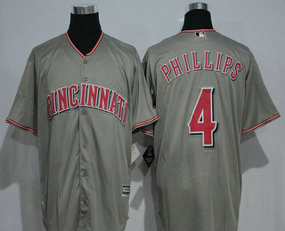 Men's Cincinnati Reds #4 Brandon Phillips Gray Road Stitched MLB Majestic Cool Base Jersey