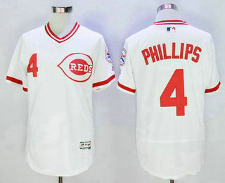 Men's Cincinnati Reds #4 Brandon Phillips Retired White Pullover 2016 Flexbase Majestic Baseball Jersey