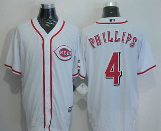 Men's Cincinnati Reds #4 Brandon Phillips White Home Stitched MLB Majestic Cool Base Jersey