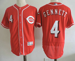 Men's Cincinnati Reds #4 Scooter Gennett Red Stitched MLB Majestic Flex Base Jersey