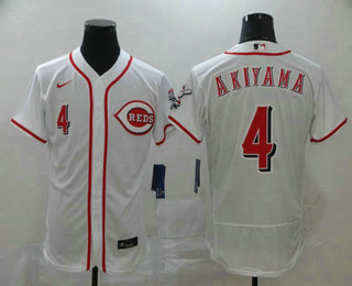 Men's Cincinnati Reds #4 Shogo Akiyama White Stitched MLB Flex Base Nike Jersey