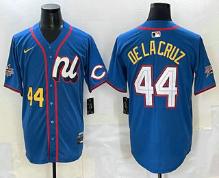 Men's Cincinnati Reds #44 Elly De La Cruz Number Blue 2025 All Star Limited Stitched Jersey