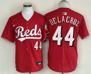Men's Cincinnati Reds #44 Elly De La Cruz Number Red Cool Base Stitched Baseball Jersey