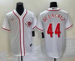 Men's Cincinnati Reds #44 Elly De La Cruz White Cool Base Stitched Baseball Jersey