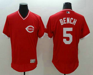 Men's Cincinnati Reds #5 Johnny Bench Red Flexbase Cooperstown 2016 MLB Player Jersey