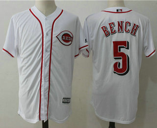 Men's Cincinnati Reds #5 Johnny Bench Retired White Cool Base Stitched MLB Jersey