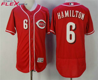 Men's Cincinnati Reds #6 Billy Hamilton Red Stitched MLB Majestic Flex Base Jersey