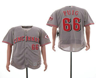 Men's Cincinnati Reds #66 Yasiel Puig Gray Stitched MLB Flex Base Jersey