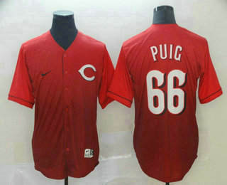 Men's Cincinnati Reds #66 Yasiel Puig Nike Red Fade Stitched Jersey