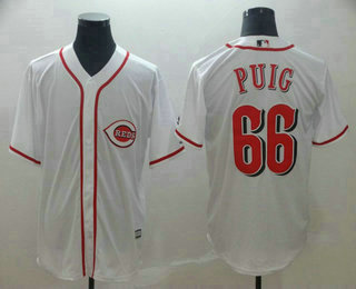 Men's Cincinnati Reds #66 Yasiel Puig White Home Stitched MLB Cool Base Jersey