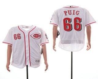 Men's Cincinnati Reds #66 Yasiel Puig White Stitched MLB Flex Base Jersey