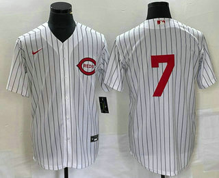 Men's Cincinnati Reds #7 Spencer Steer White 2022 Field of Dreams Cool Base Jersey