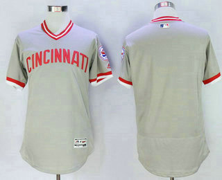 Men's Cincinnati Reds Blank Gray Pullover 2016 Flexbase Majestic Baseball Jersey