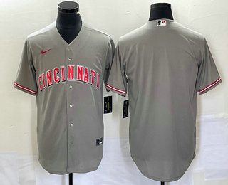 Men's Cincinnati Reds Blank Grey Cool Base Stitched Baseball Jersey 01