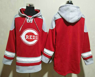 Men's Cincinnati Reds Blank Red Ageless Must Have Lace Up Pullover Hoodie