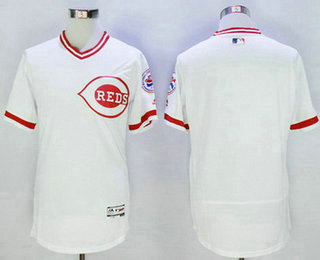 Men's Cincinnati Reds Blank White Pullover 2016 Flexbase Majestic Baseball Jersey