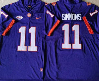 Men's Clemson Tigers #11 Isaiah Simmons Purple College Football Jersey