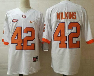 Men's Clemson Tigers #42 Christian Wilkins White College Football Jersey