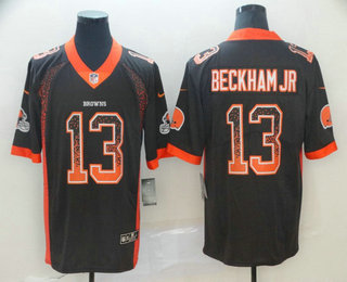 Men's Cleveland Browns #13 Odell Beckham Jr Brown 2018 Fashion Drift Color Rush Stitched NFL Nike Limited Jersey