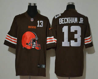 Men's Cleveland Browns #13 Odell Beckham Jr Brown 2020 Big Logo Number Vapor Untouchable Stitched NFL Nike Fashion Limited Jersey