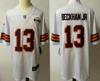 Men's Cleveland Browns #13 Odell Beckham Jr Limited White Alternate Vapor Jersey