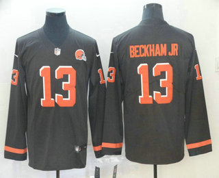 Men's Cleveland Browns #13 Odell Beckham Jr Nike Brown Therma Long Sleeve Limited Jersey