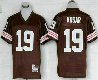 Men's Cleveland Browns #19 Bernie Kosar Brown Throwback Stitched Jersey