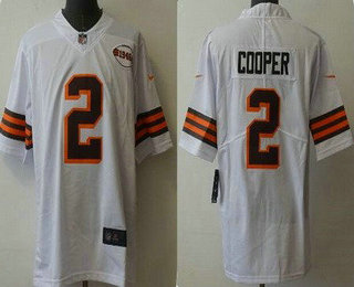 Men's Cleveland Browns #2 Amari Cooper 75TH Patch 1946 White 2021 Vapor Untouchable Stitched NFL Nike Limited Jersey