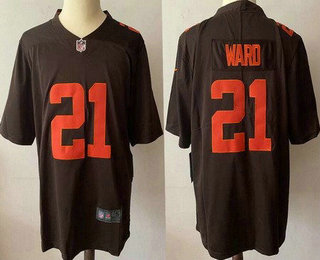 Men's Cleveland Browns #21 Denzel Ward Brown 2021 Color Rush Stitched NFL Nike Limited Jersey