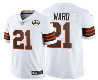 Men's Cleveland Browns #21 Denzel Ward White 1946 Collection Vapor Stitched Football Jersey