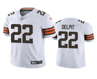 Men's Cleveland Browns #22 Grant Delpit White 2020 NFL Draft Vapor Limited Jersey