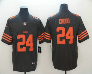 Men's Cleveland Browns #24 Nick Chubb Brown 2016 Color Rush Stitched NFL Nike Limited Jersey