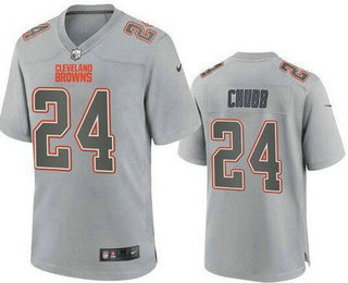 Men's Cleveland Browns #24 Nick Chubb Limited Gray Atmosphere Fashion Vapor Jersey