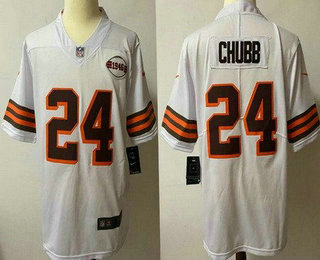 Men's Cleveland Browns #24 Nick Chubb Limited White Alternate Vapor Jersey