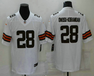 Men's Cleveland Browns #28 Jeremiah Owusu Koramoah White 2020 NEW Vapor Untouchable Stitched NFL Nike Limited Jersey